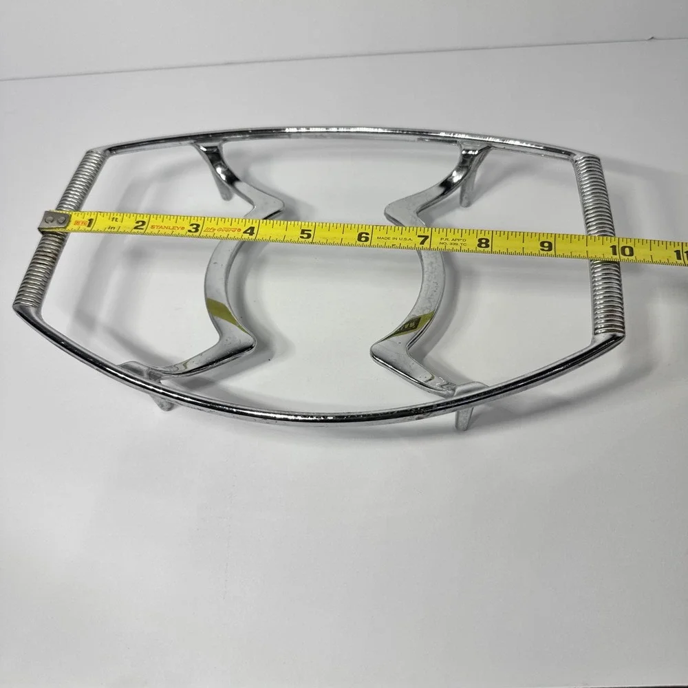 Vintage Corning Ware P-11-M Chrome Serving Cradle Ribbed‎ Handle Roaster Trivet
